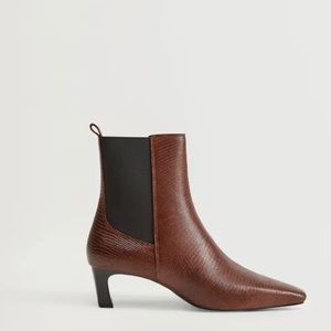 Mango heel leather ankle boot NWT